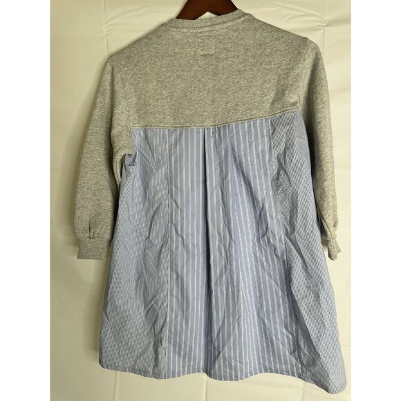 Zara Gray Sweatshirt Stripped Dress Shirt Attached Long Sleeves Girls Size 9-10 - Picture 2 of 10